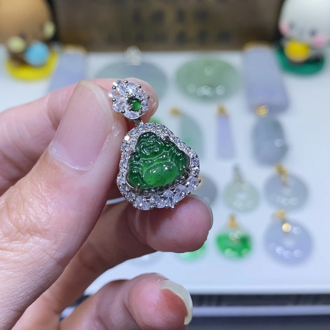 翡翠银S925镶嵌吊坠(不含链)
