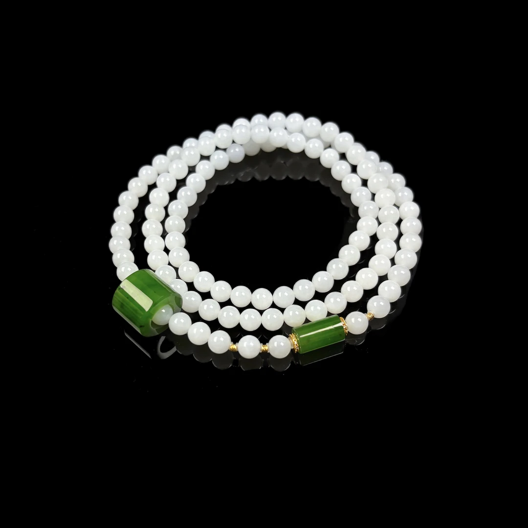【万里春】严选精品 和田玉新疆白玉高油高白6mm多圈手串
