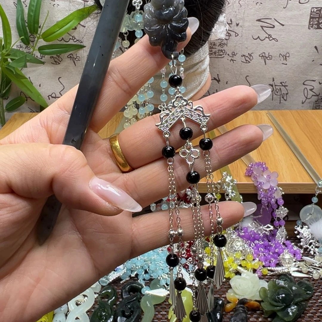 蛇纹石玉合金发饰