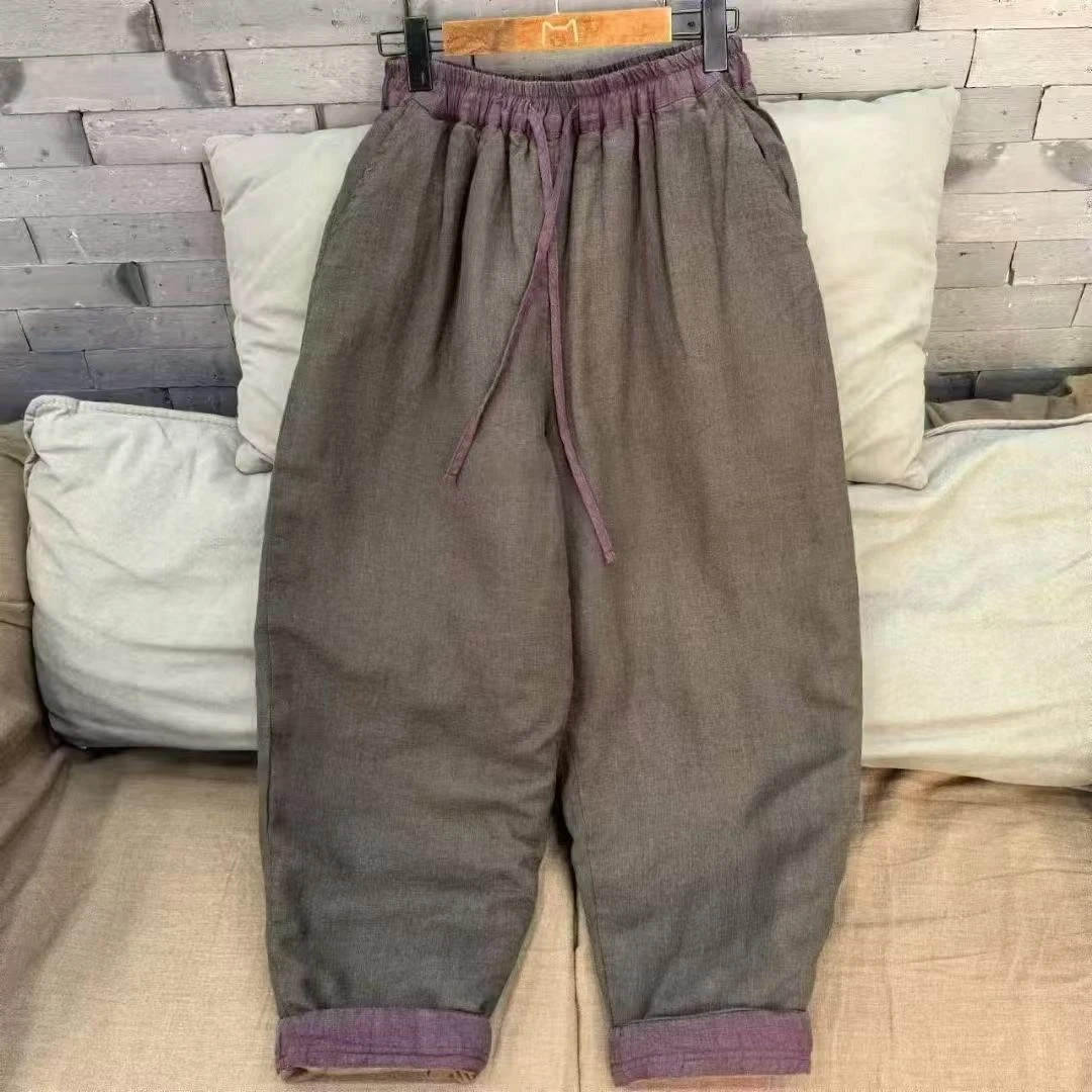 0755腰头撞色萝卜裤加厚棉裤显瘦保暖