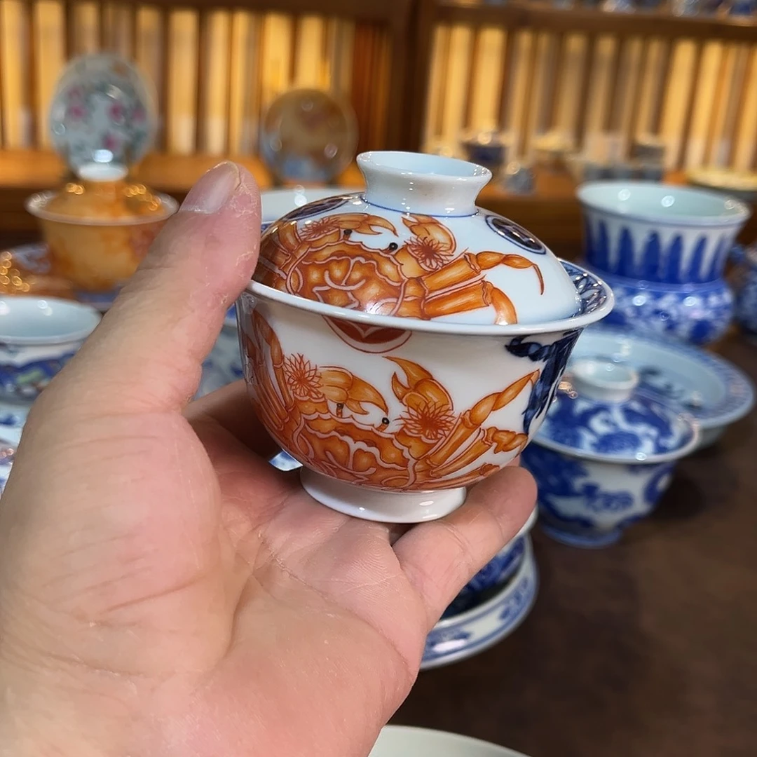 錡镇堂手工手绘盖碗