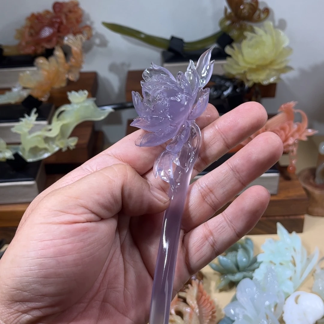 阿***钰银S925镶嵌萤石发簪