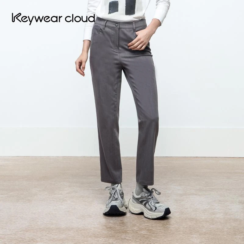 Keywearcloud奇威复古收腰休闲裤