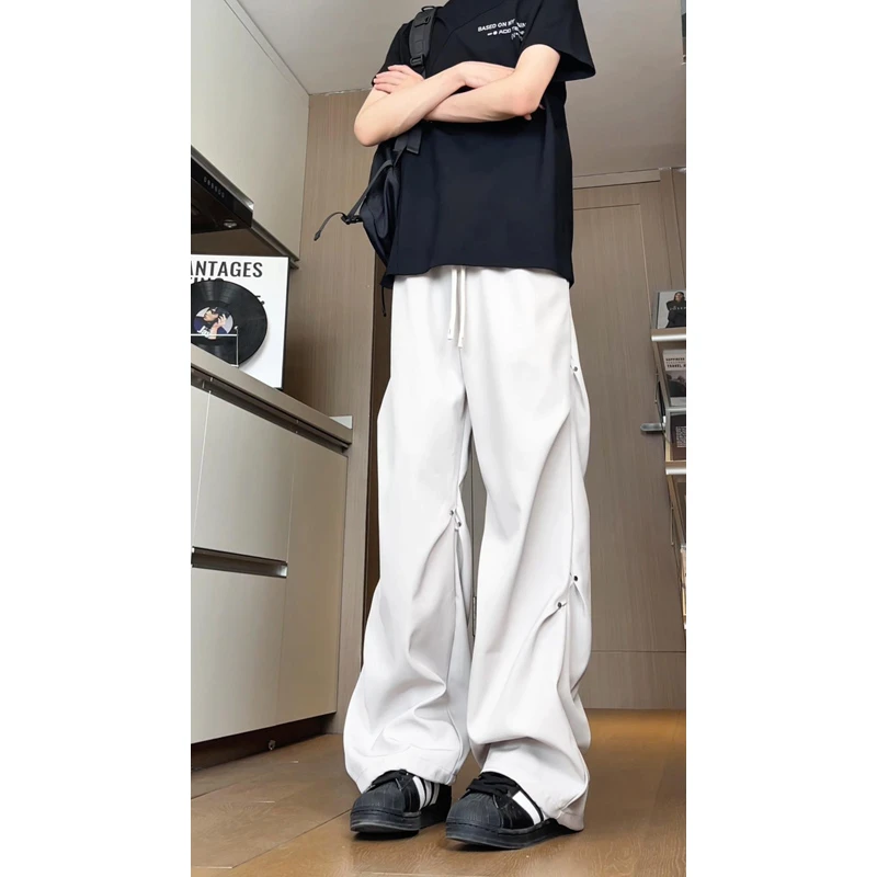 春夏季薄款宽松冰丝速干休闲裤凉感冲锋裤男生休闲裤白色工装裤子