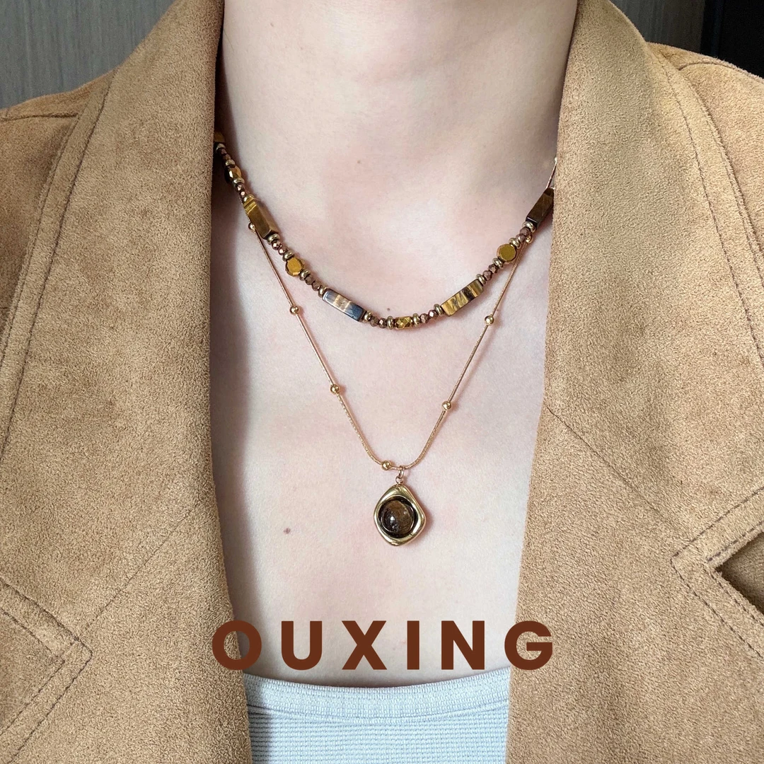 钛钢吊坠 [秋风]复古法式小众设计气质百搭套装项链