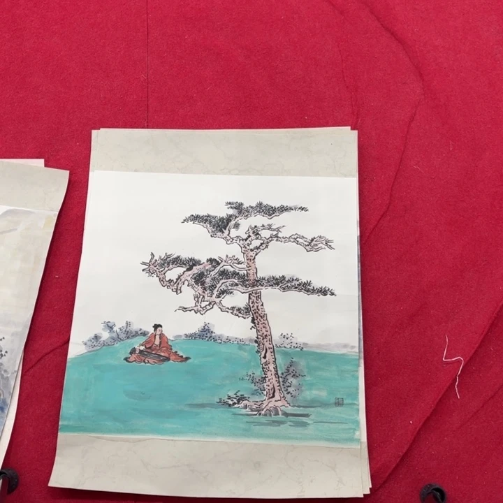 国画花鸟等图案为一体而
