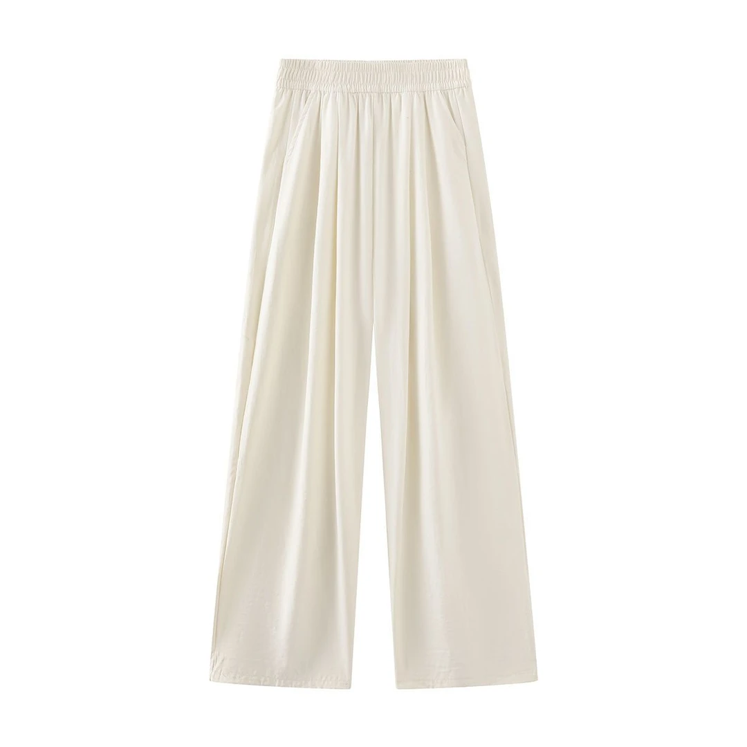 【冰感麻】凉凉冰丝亚麻阔腿女夏季2025新款高腰垂感棉麻休闲拖地裤