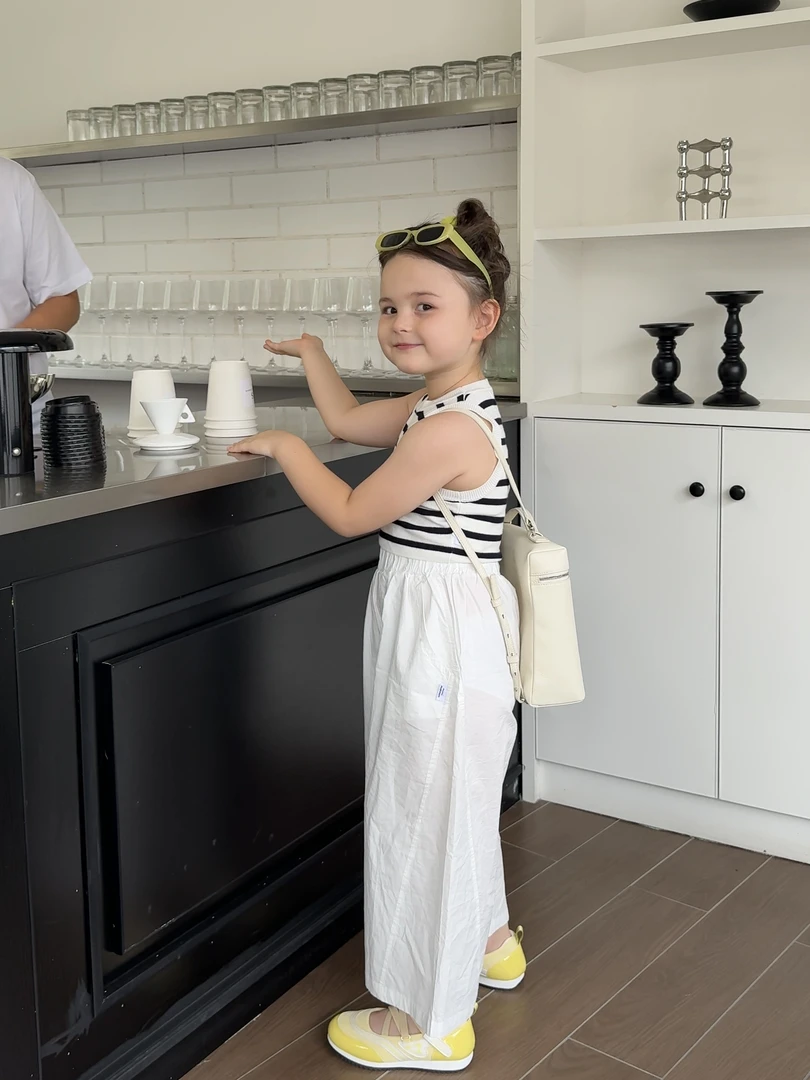 Enya小蘑菇 夏季薄款拼接欧版透气速干九分阔腿裤