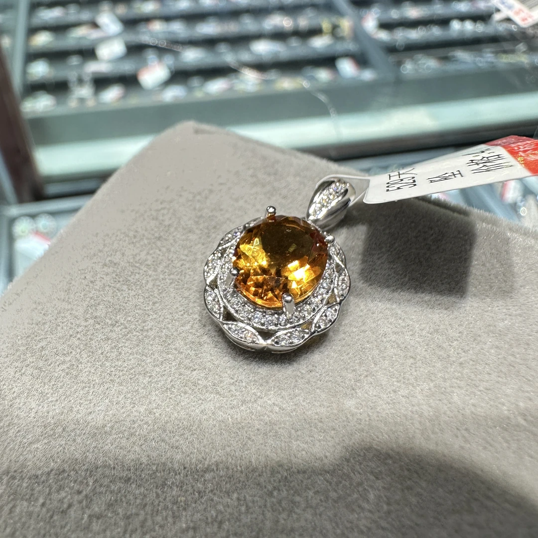 【529】天然暴力黄黄水晶特价四克拉大吊坠（不赠链）