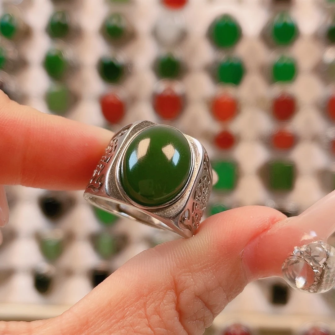 银S925镶嵌戒指和田玉