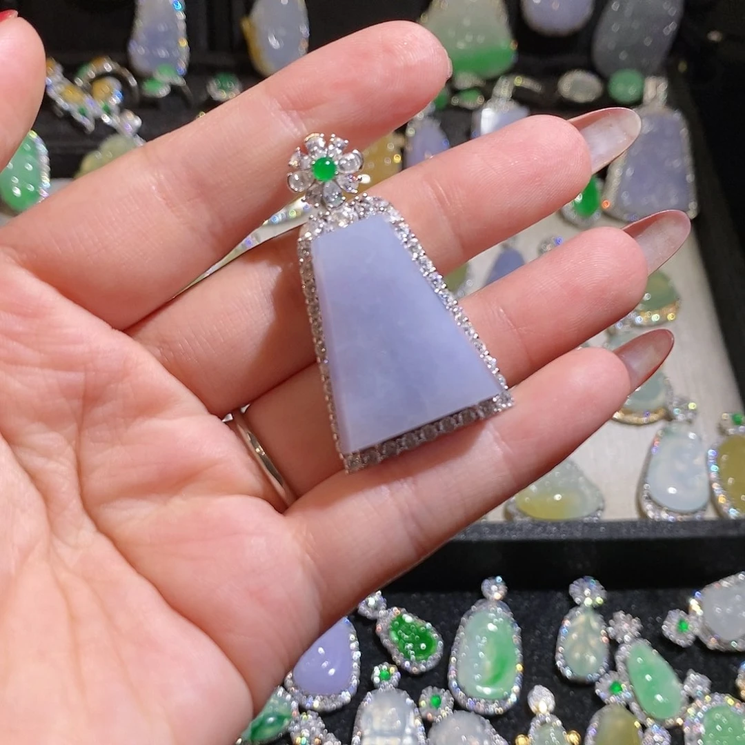 翡翠银S925镶嵌颈饰天然翡翠