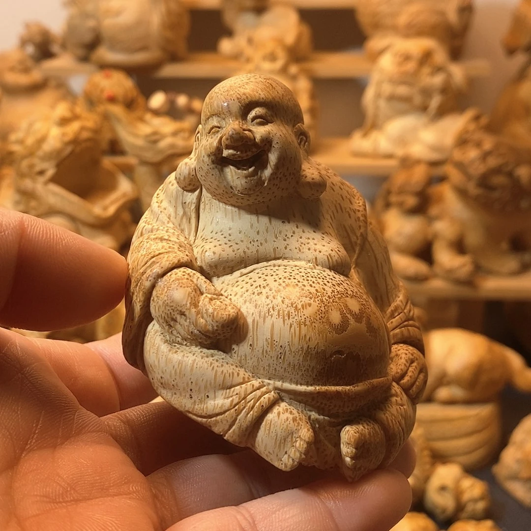 竹竹根雕弥勒把件