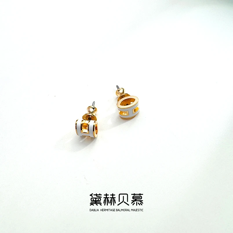 合金珐琅耳饰 【DHBM高定】高档轻奢CNC时尚极简风H耳钉