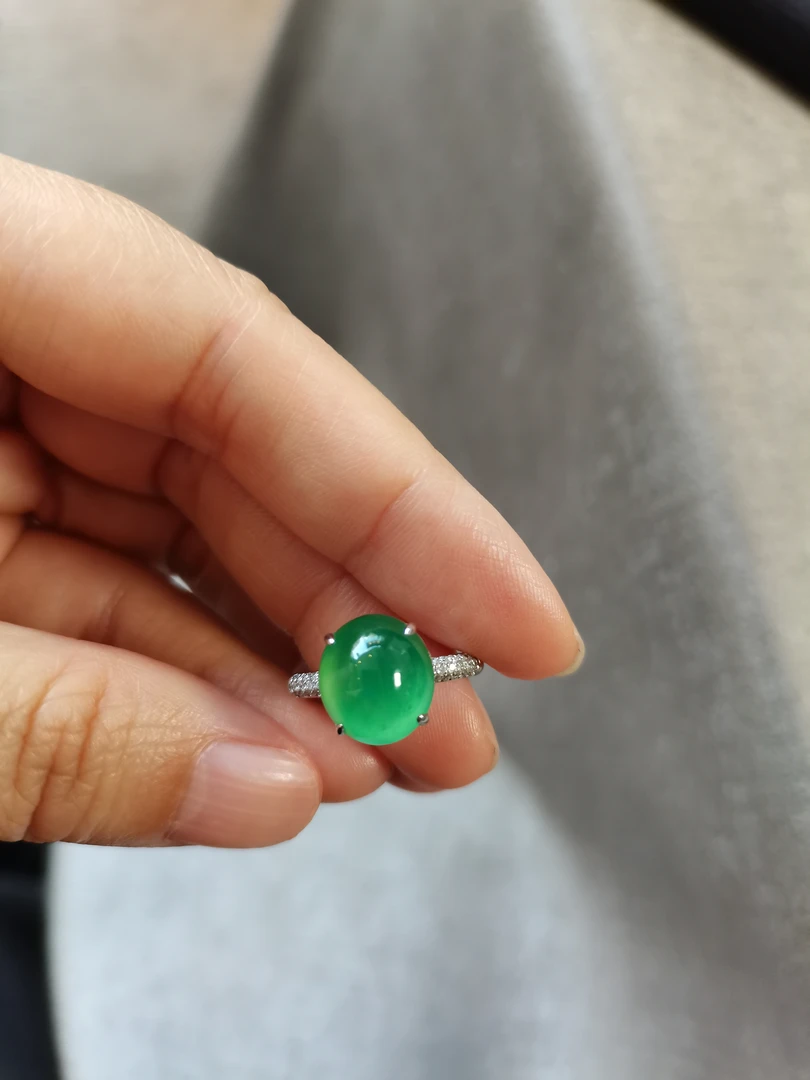 翡翠a货旦面戒指