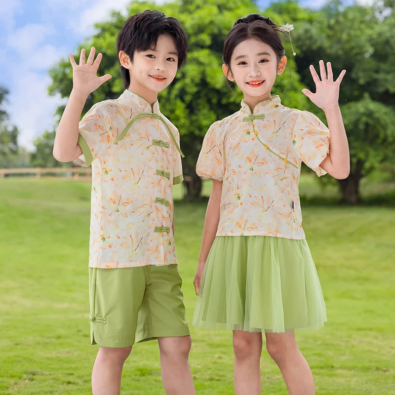 2025年中国风夏装两件套清新小学生校服儿童班服园服时尚透气款