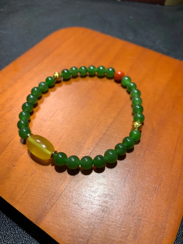 和田玉碧玉6mm单圈手串Diy轻奢素圈百搭简约玉手串