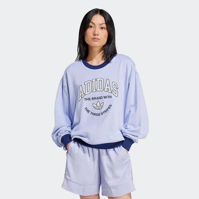 阿迪达斯~三叶草卫衣女春新款LOGO印花宽松休闲运动套头衫IT4271