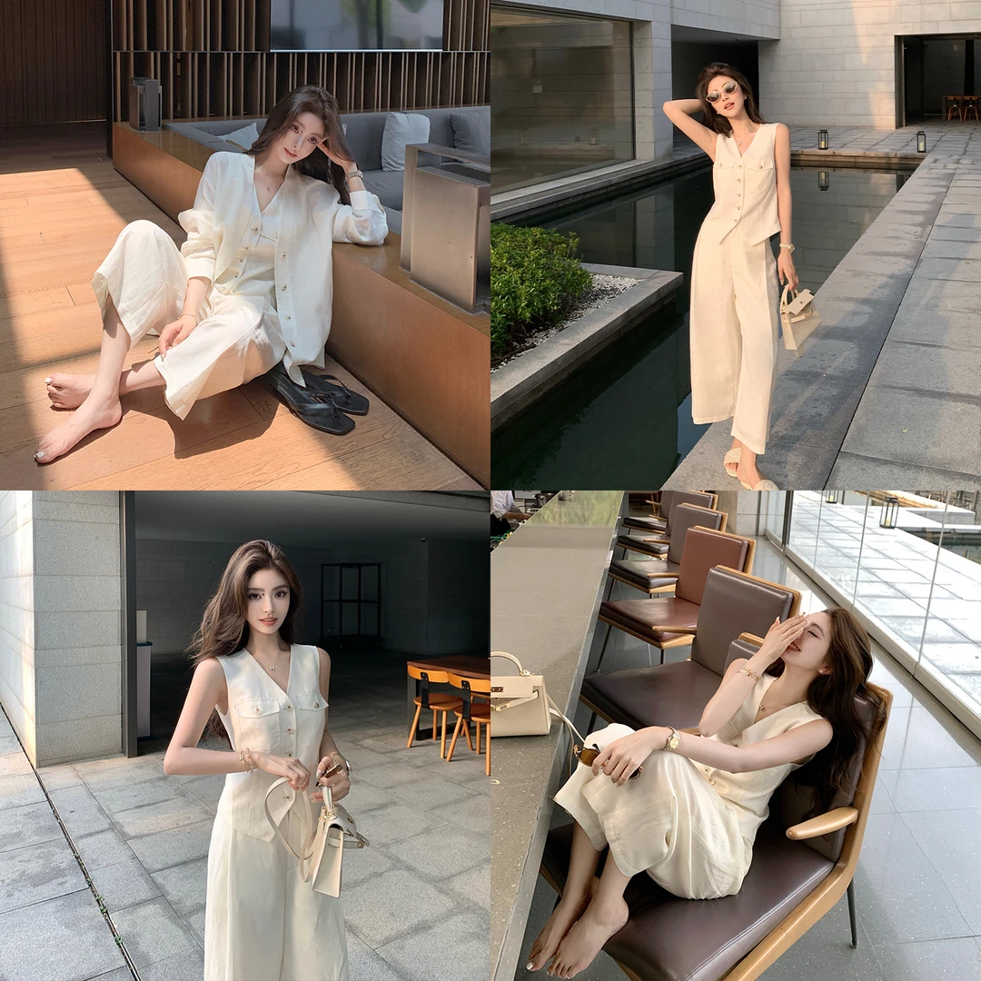 "云感系列"50精纺澳毛+50法国雨露麻 贵价松弛--时尚套装