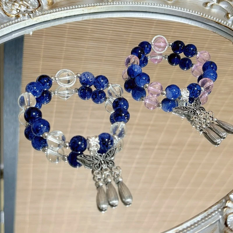 新中式水墨复古手链ins风蝴蝶手工可调节手饰闺蜜礼物爆款