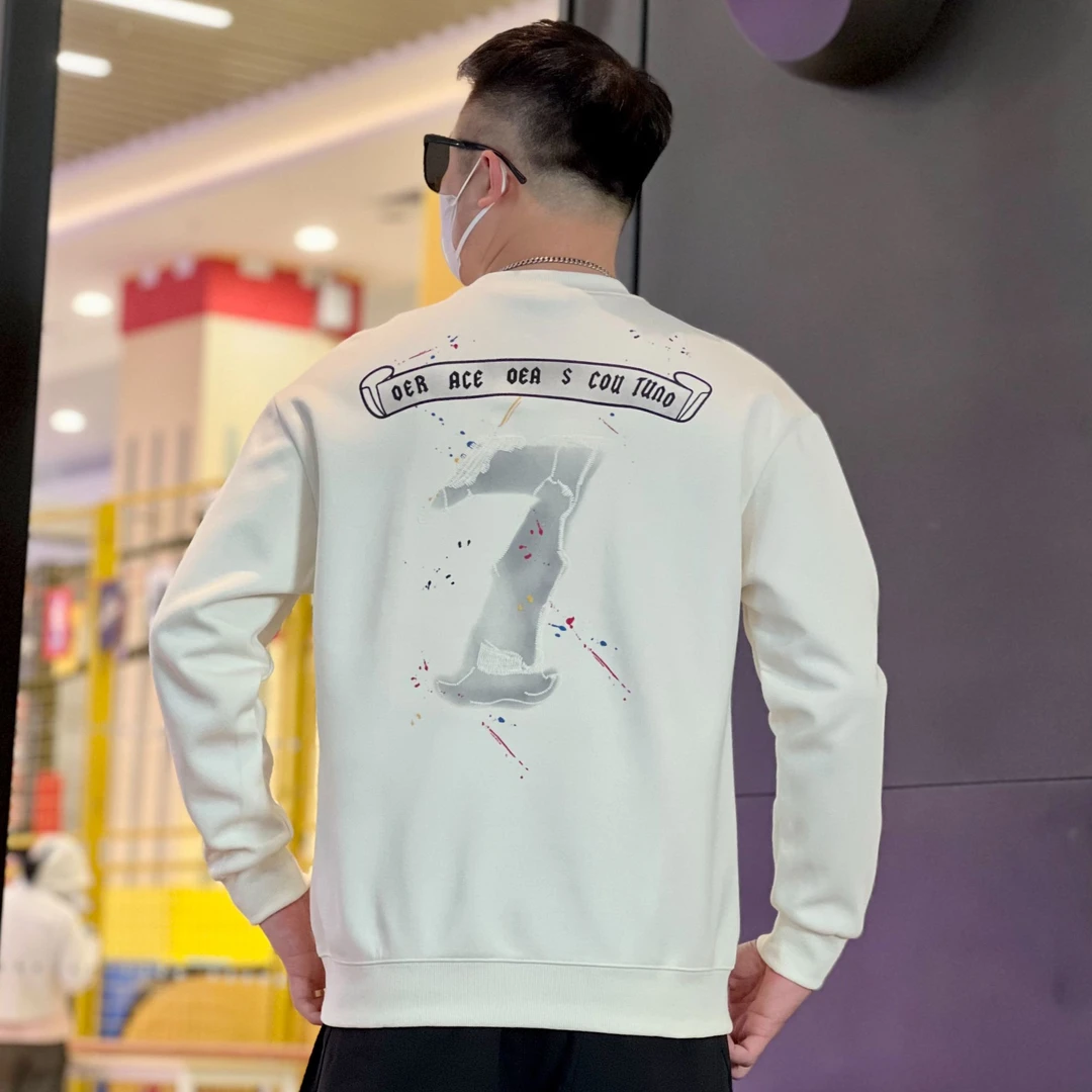 男士2025秋冬季爆款重工刺绣植绒设计男潮流百搭休闲长袖卫衣宽松