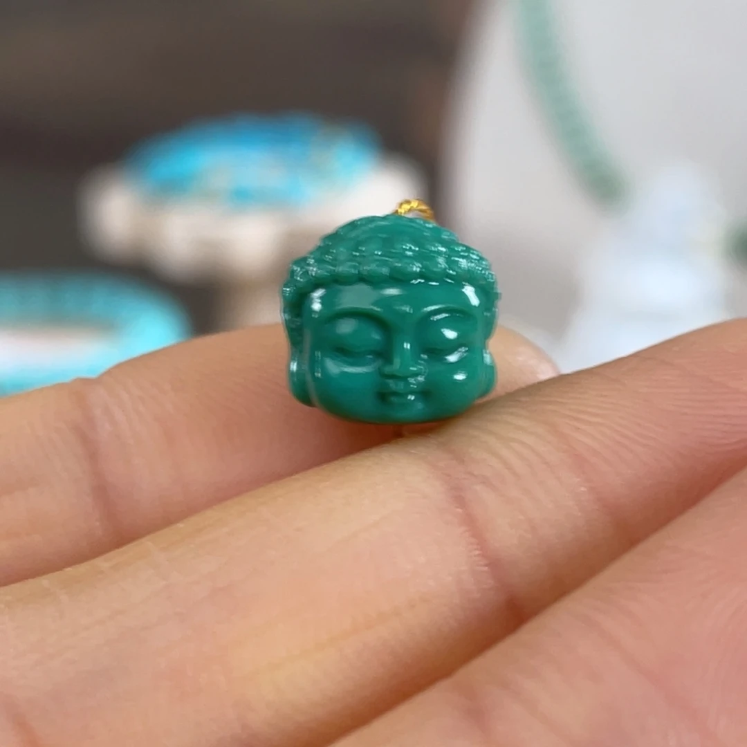 绿松石未镶嵌套链宝宝佛首