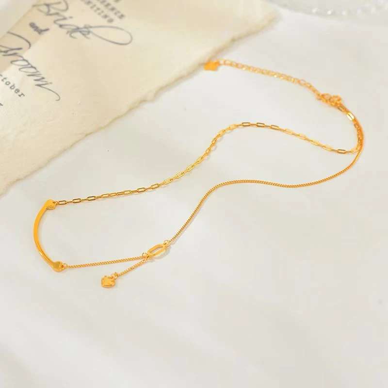 坠链均足银 足银爱心微笑套链新款微笑时尚