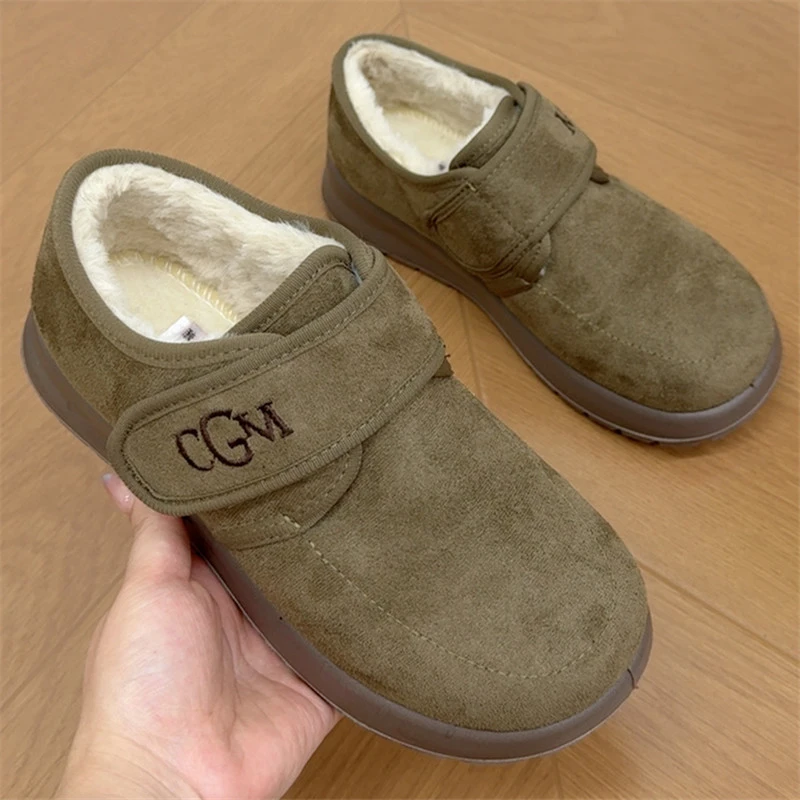 冬季新款老北京棉鞋女加绒加厚保暖妈妈鞋一脚蹬软底平底靴女棉鞋