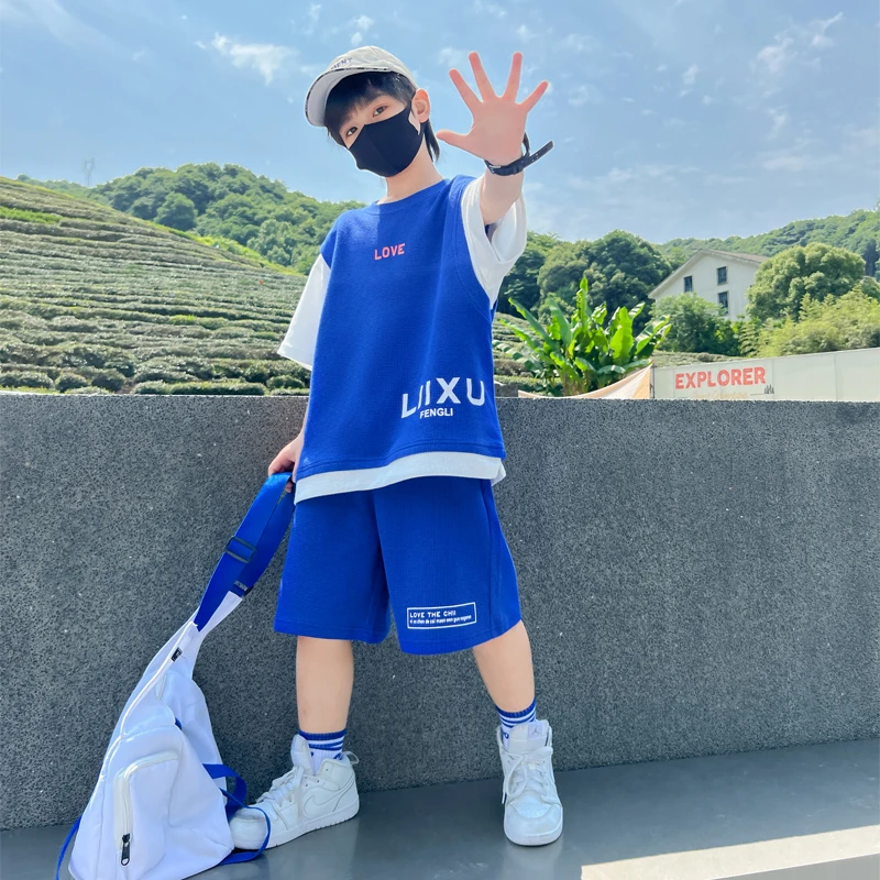 男童套装夏装儿童2025潮款6-12岁大童运动篮球服速干透气短袖薄款