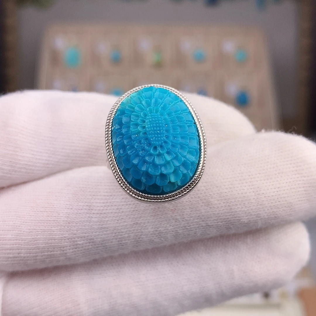 绿松石珠宝奇石银S925镶嵌