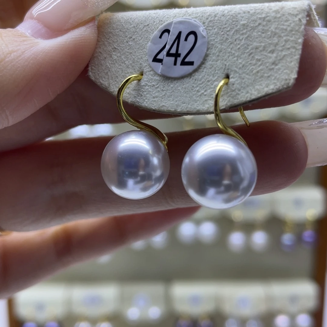 淡水珍珠耳饰银S925镶嵌