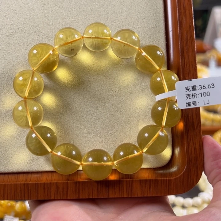 琥珀颈饰未镶嵌17mm精工圆珠金珀净水级别lj