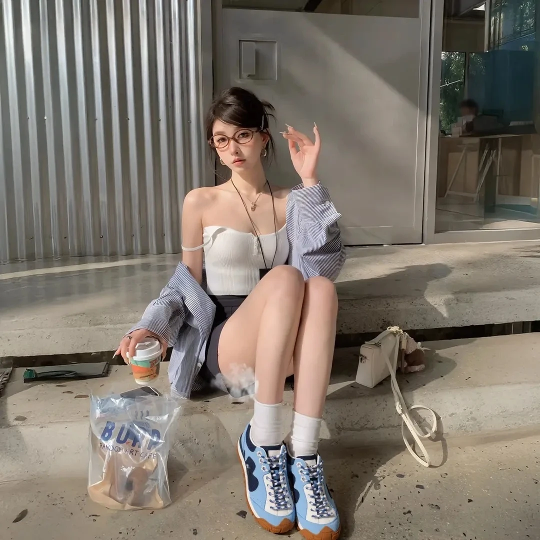 4CM内增高女鞋2025夏爆款流浪鞋轻薄款小个子复古德训鞋同款百搭