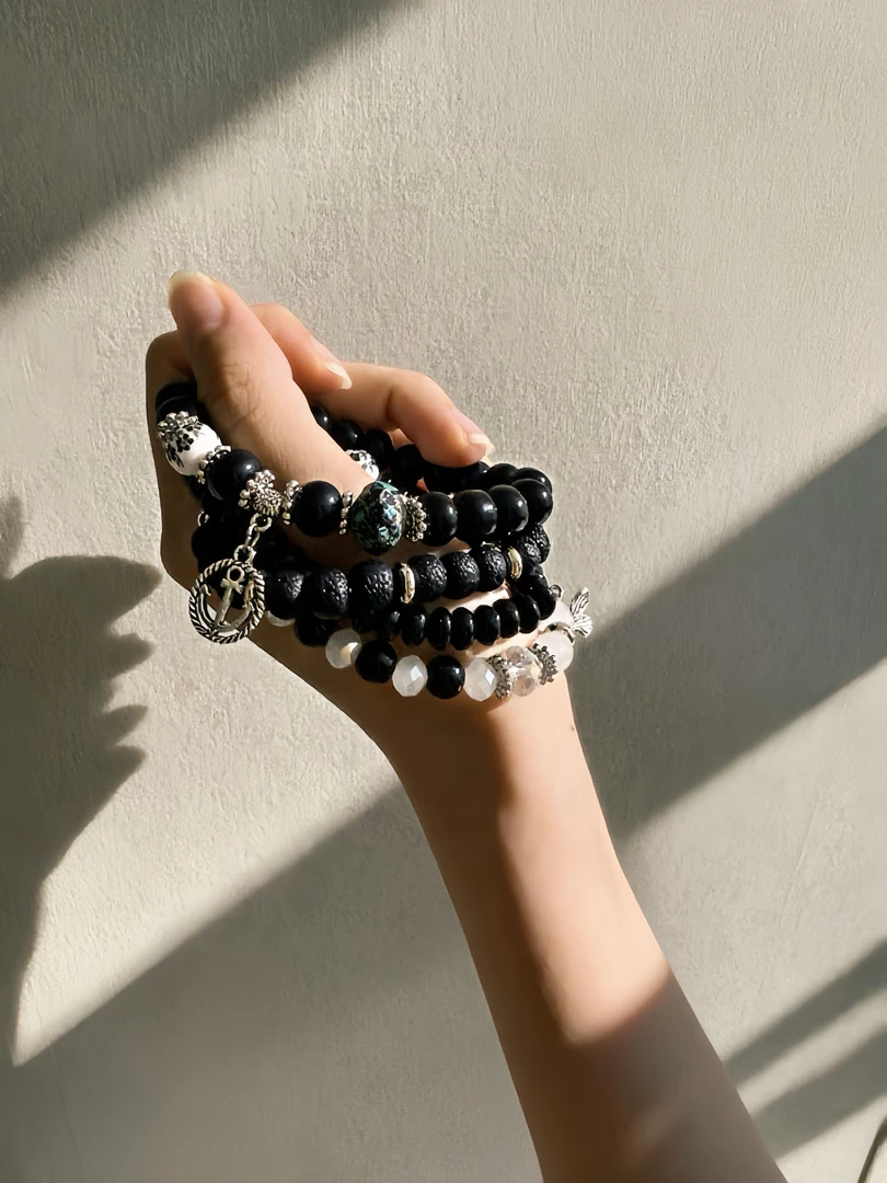合成金属琉璃手链 2025新款手串男款文艺复古风民族百搭手链多层