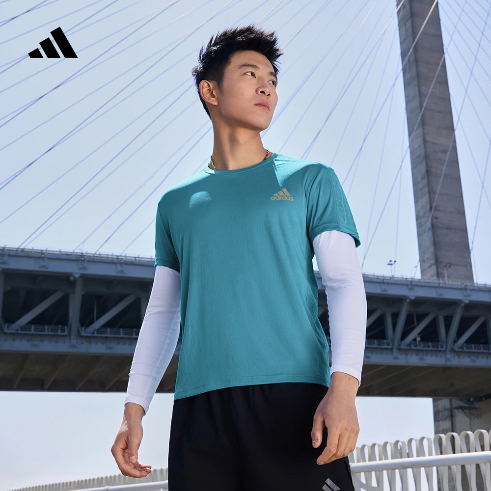 跑者美学 阿迪达斯官方舒适跑步运动上衣圆领短袖T恤男夏季GJ9966