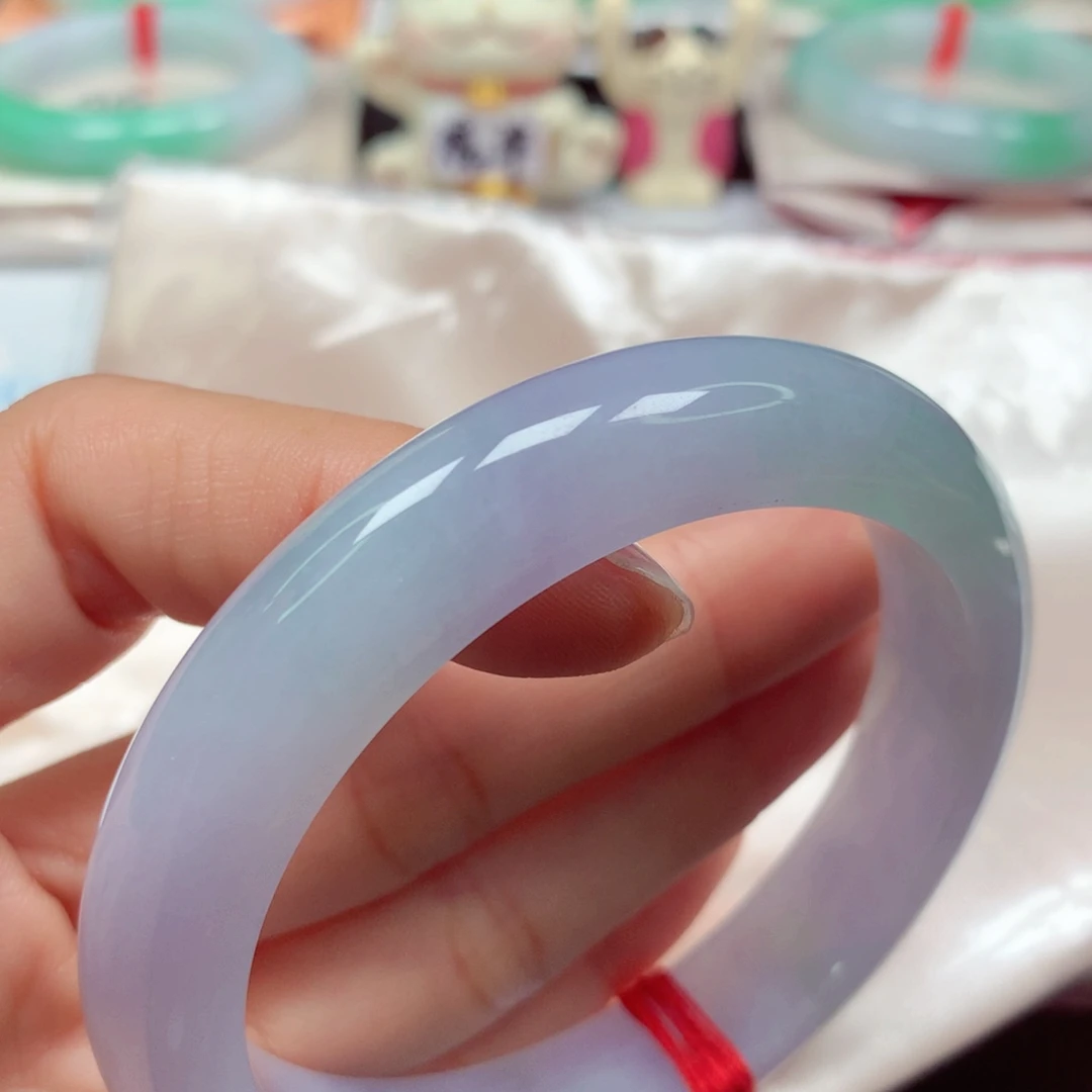 翡翠未镶嵌手镯冰底紫罗兰飘色5859