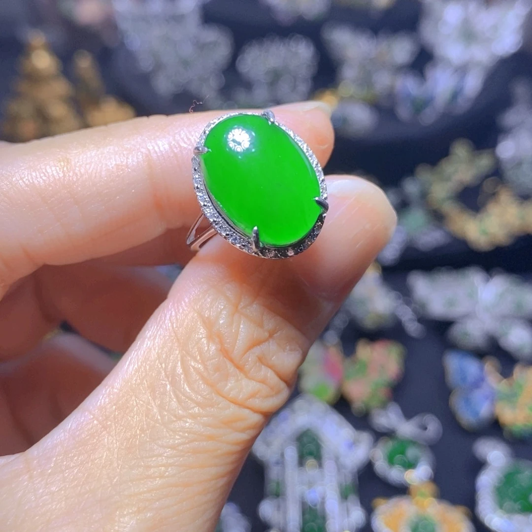 翡翠银S925镶嵌吊坠(不含链)7****师天然翡翠