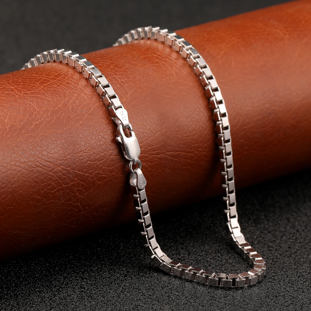 链子925银 轻奢重工盒子链男女素链项链玉坠配链锁骨链情侣裸链