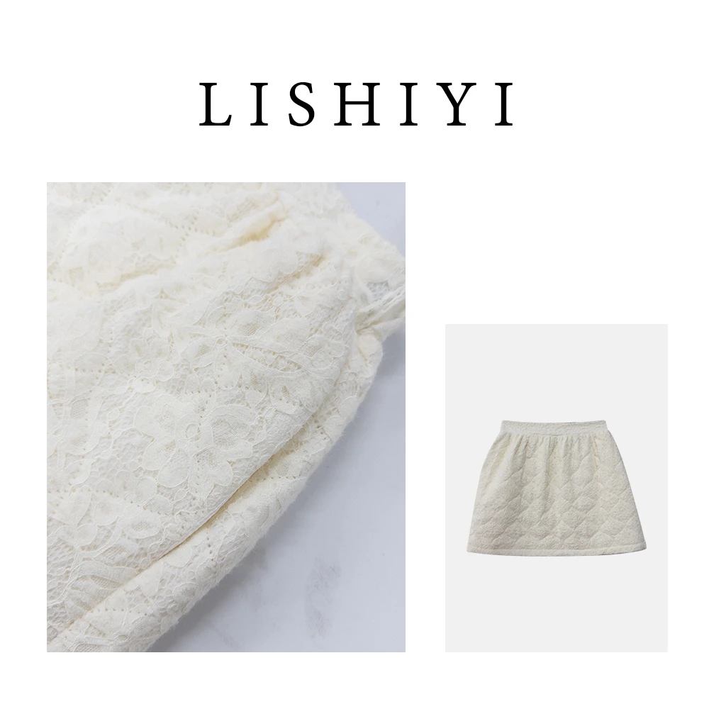 【李十一LISHIYI】丝绒花边弹力腰头半身裙质感百搭绒感半身裙80557