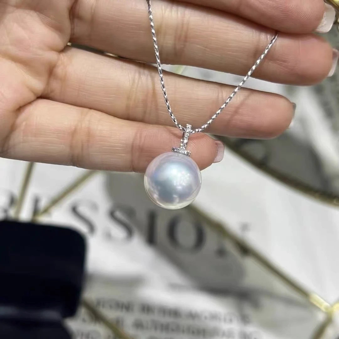 【特选龙珠万能扣-S925银扣头】15mm左右天然淡水珍珠【赠链】大点位