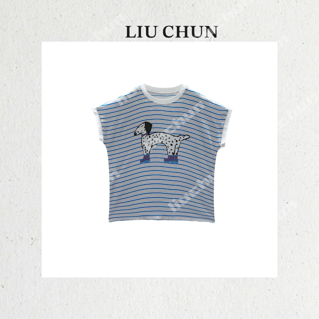 【斑点雨靴小狗】CHUN家夏季时尚宽松百搭桑蚕丝双乔T恤