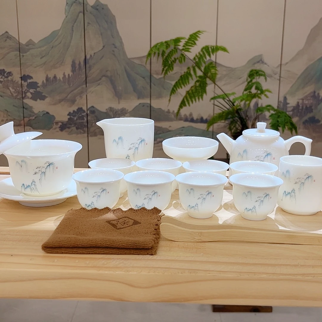 【都彩】高山流水羊脂玉瓷16头