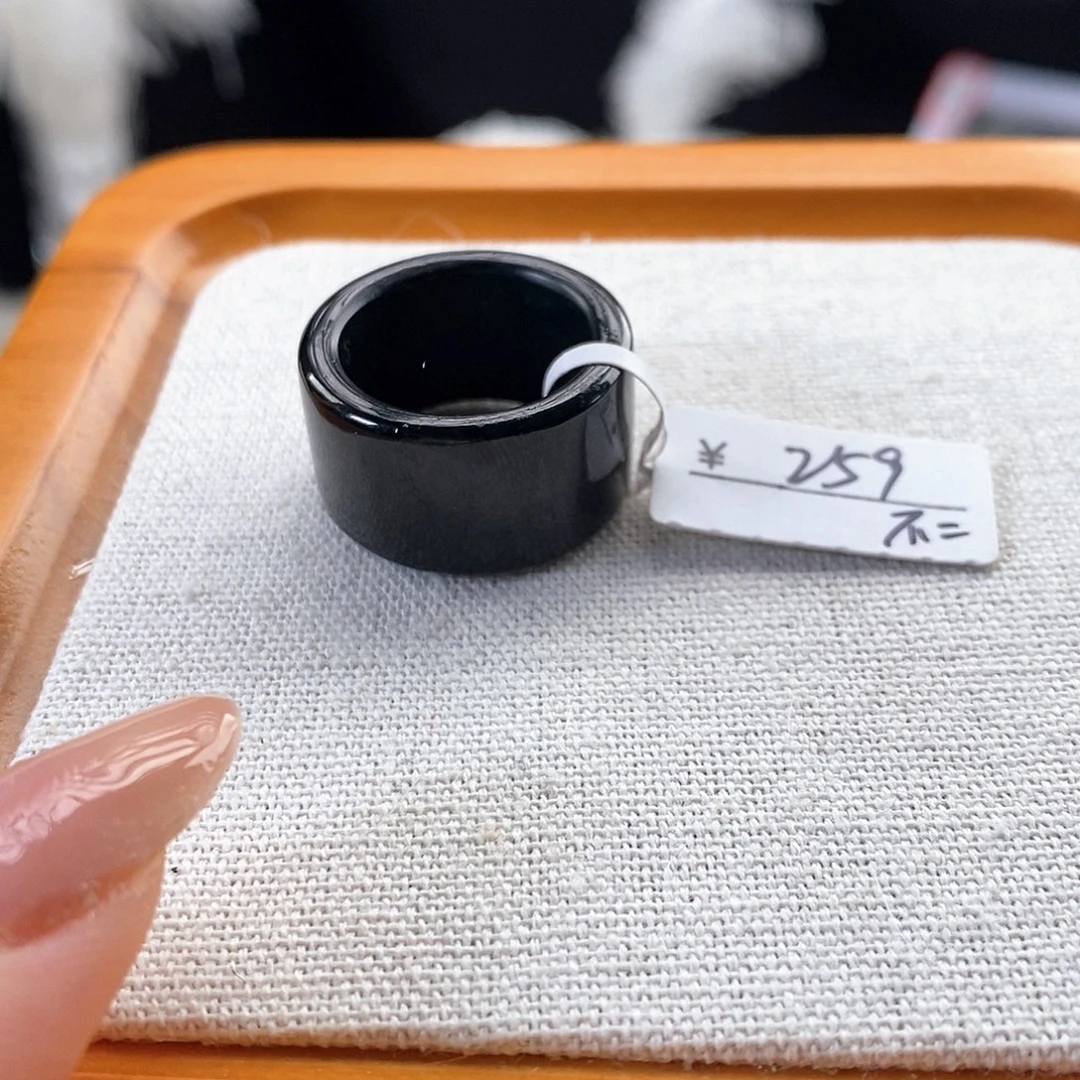 和田玉未镶嵌戒指r50墨玉圆切18.3