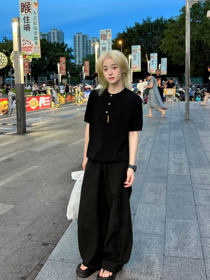 Goblin mode*弯刀休闲裤百搭对称口袋垂感设计宽松男女