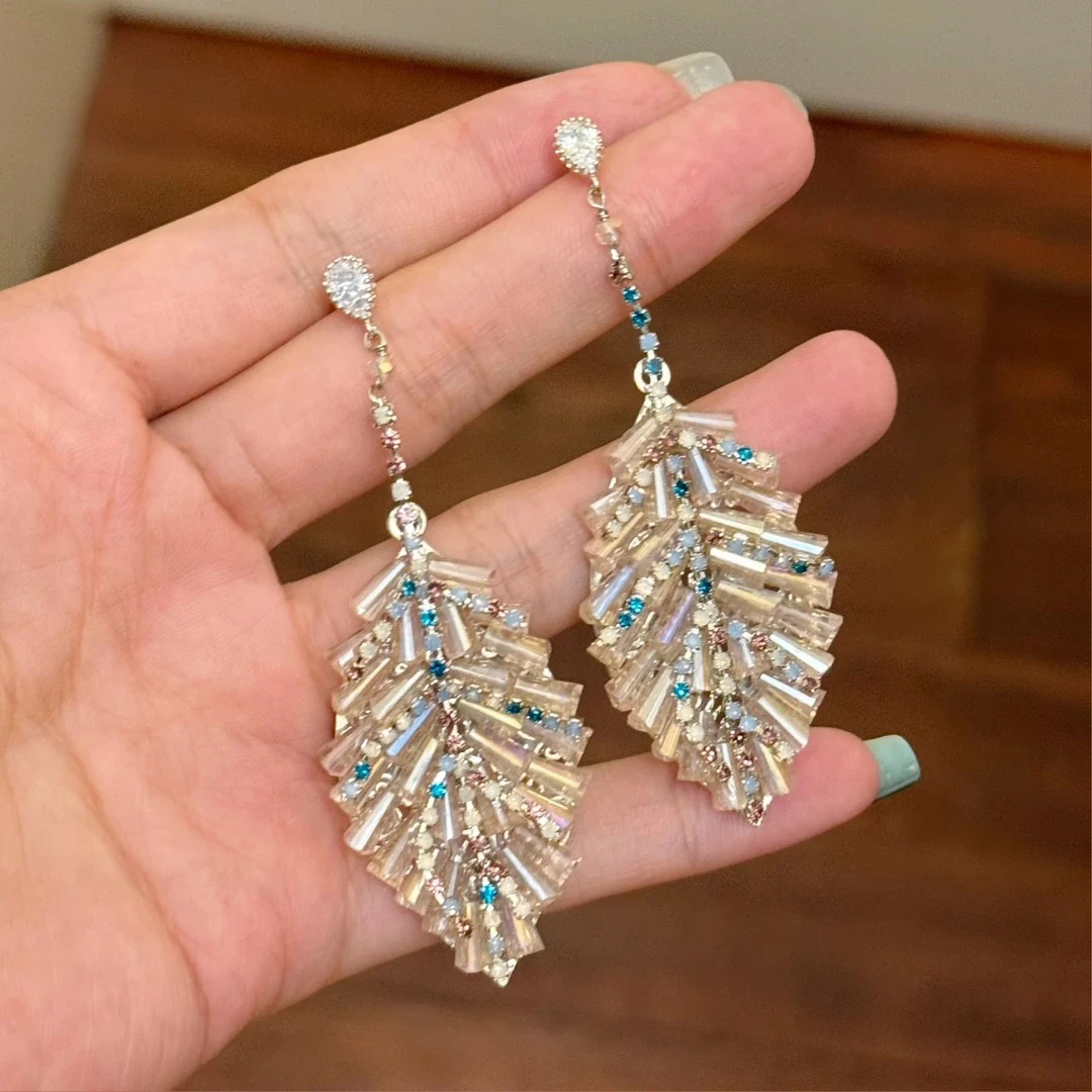 铜合金仿水晶耳饰 k0350东大门定制耳环彩色日韩复古时尚轻奢风