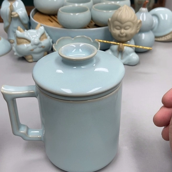 瓷青*君天青色张君老师瑕办公杯