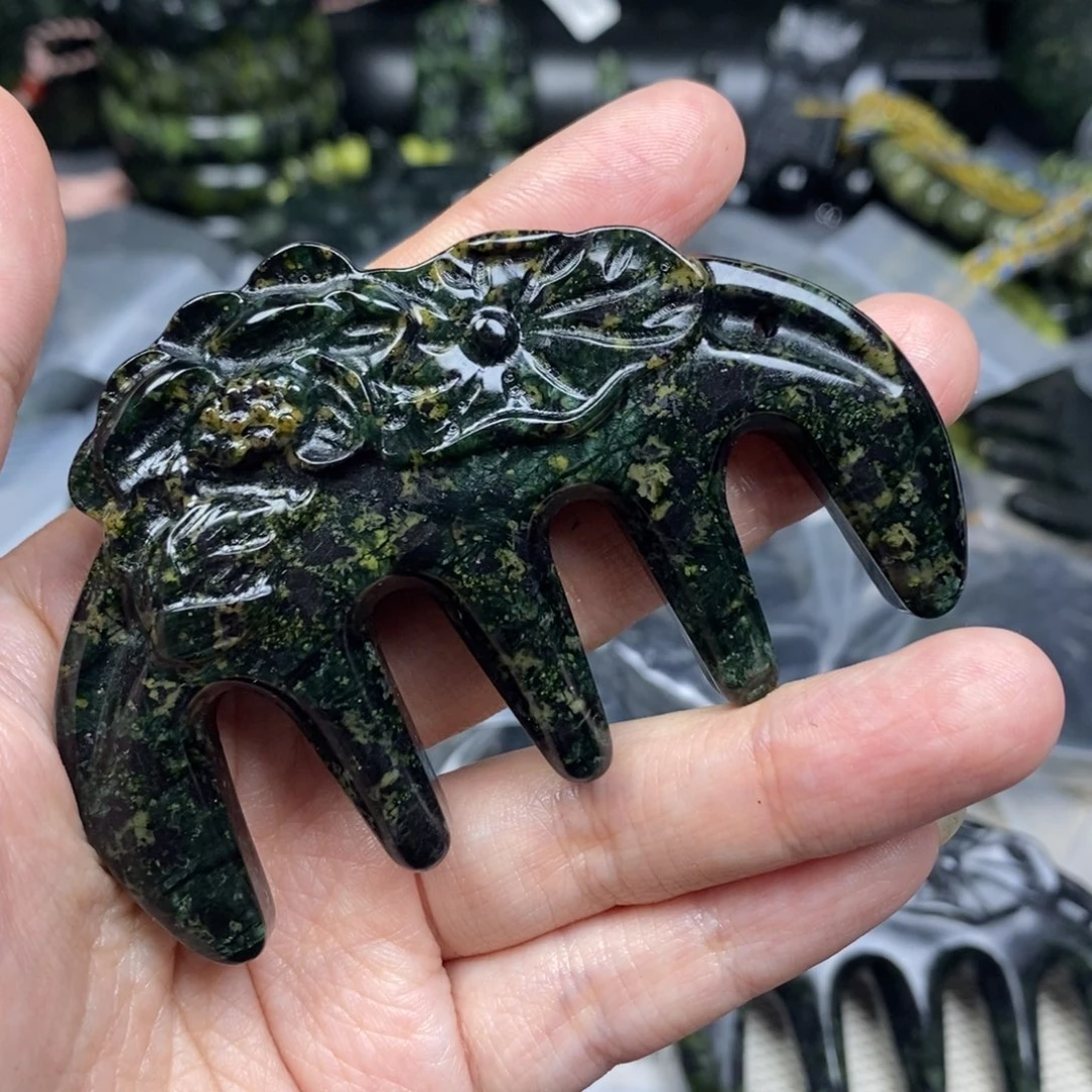 大***月蛇纹石玉未镶嵌发饰