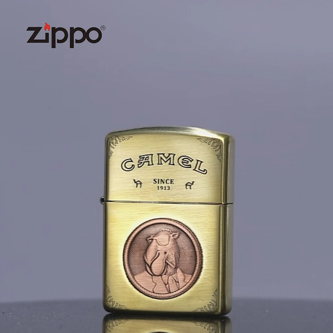 ZIPPO 打火机正品 168紫铜镶嵌骆驼先生 0509