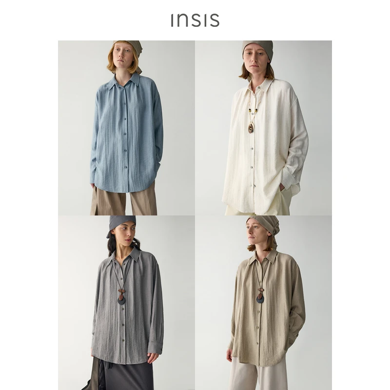 INSISFEMME宽松翻领轻薄衬衫FN25111104