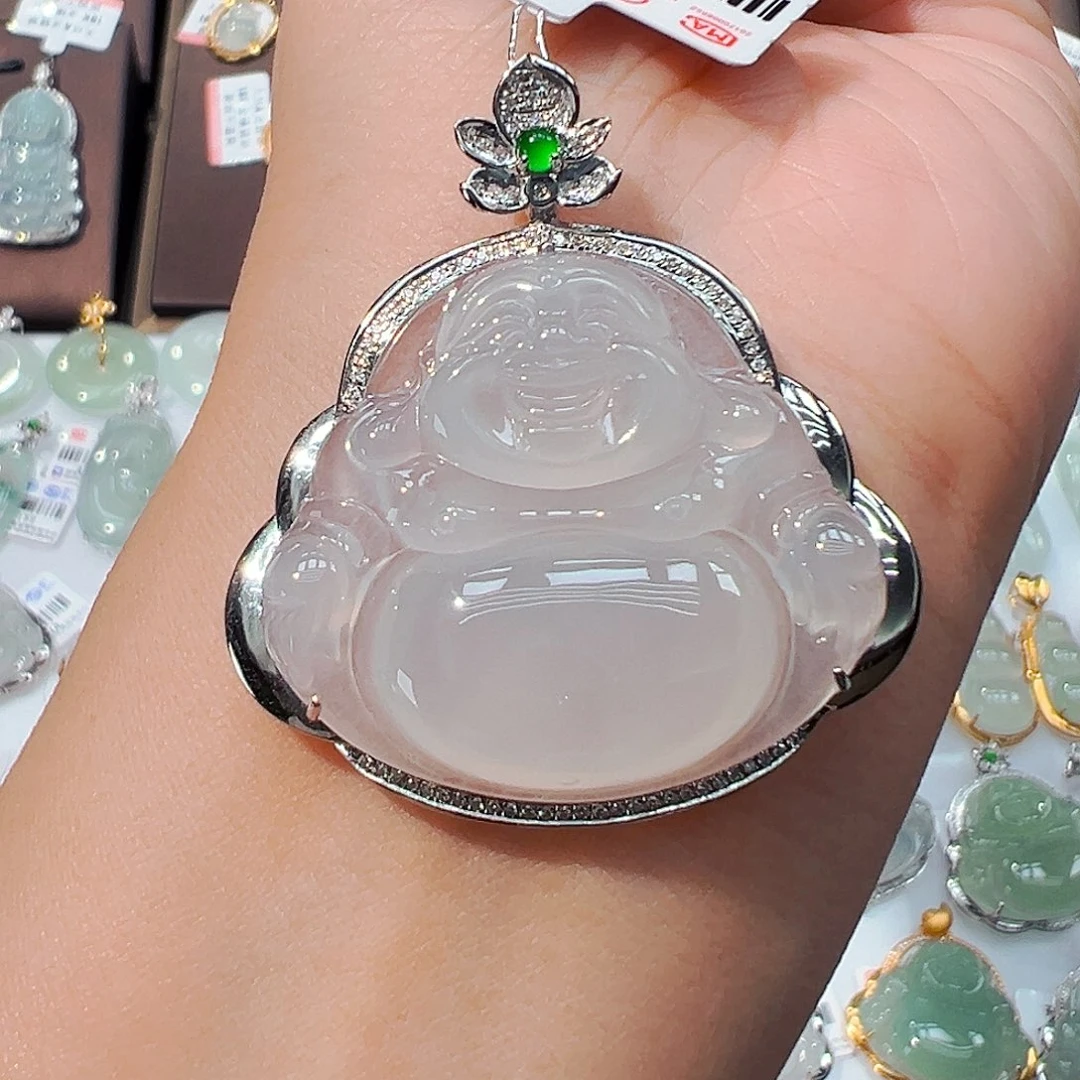 翡翠18K金镶嵌吊坠(不含链)佛公