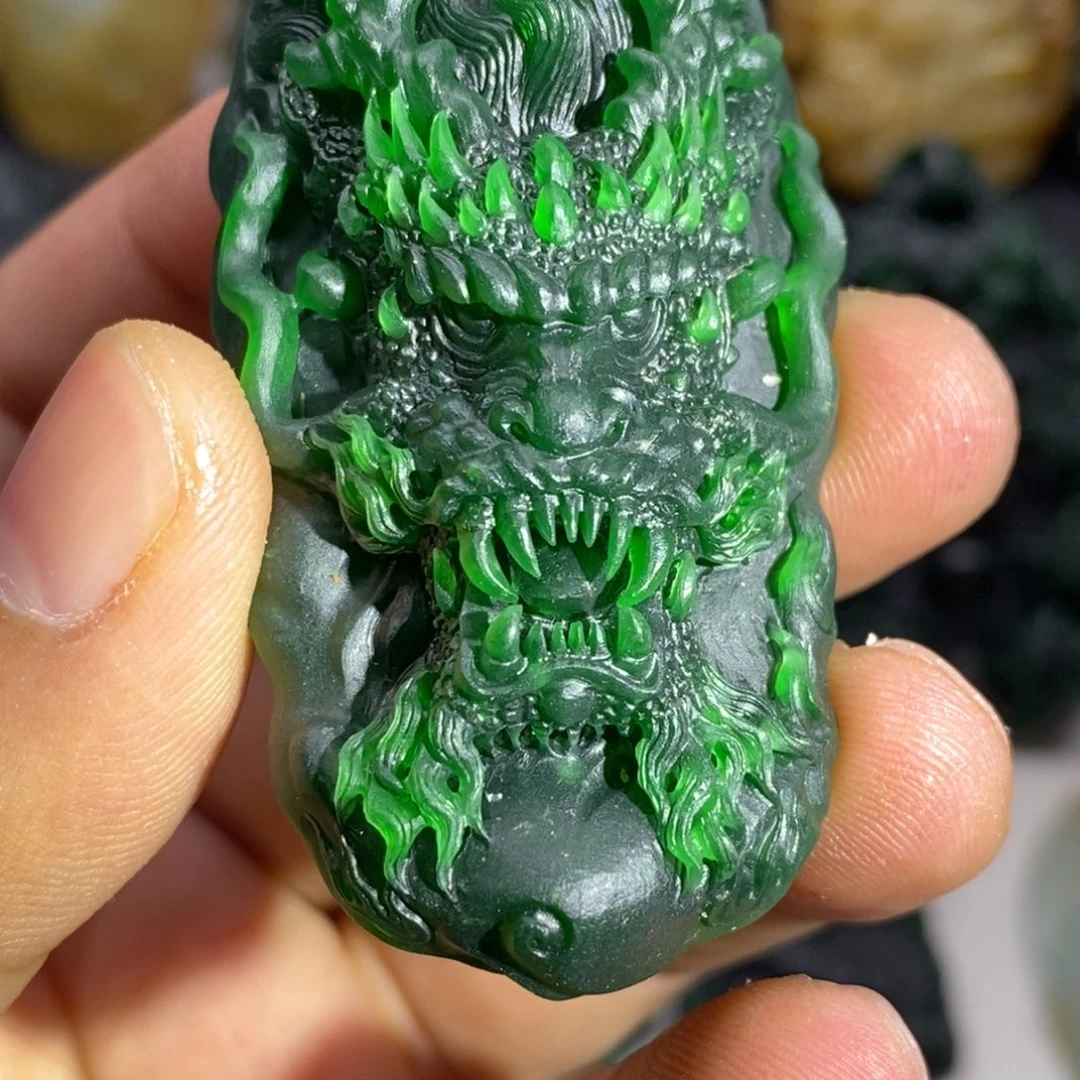 定制翡翠未镶嵌天然翡翠A货龙头龙牌